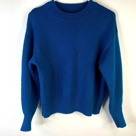 Banana Republic deep blue pullover long sleeve crew neck knit sweater XS - Picture 2 of 11